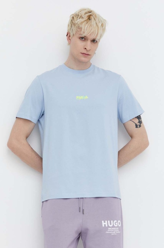 Oblečení Bavlněné tričko HUGO 50509966 modrá