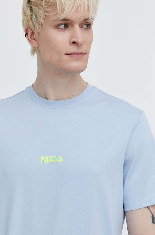 Bavlněné tričko HUGO modrá 50509966