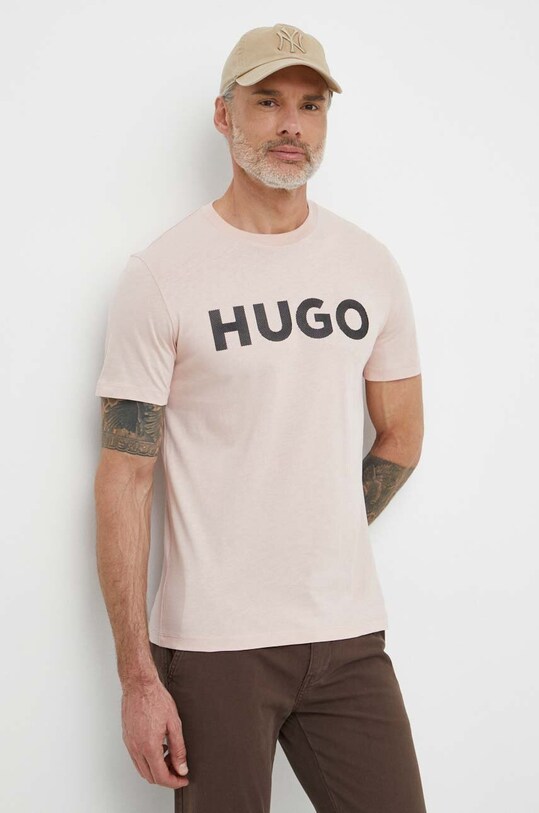 Хлопковая футболка HUGO хлопок розовый 50513309