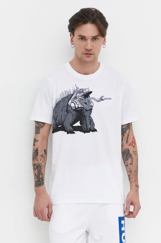HUGO t-shirt bawełniany biały 50513812