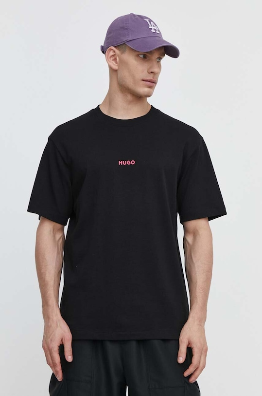 Бавовняна футболка HUGO 50513834 чорний SS24