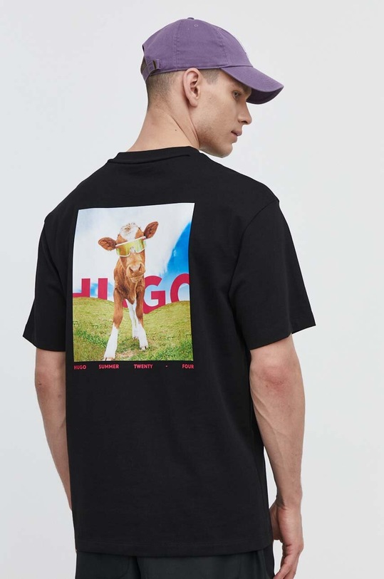 Одяг Бавовняна футболка HUGO 50513834 чорний