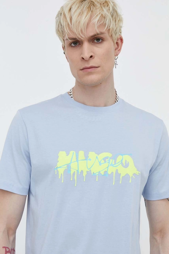 HUGO t-shirt bawełniany niebieski 50515282