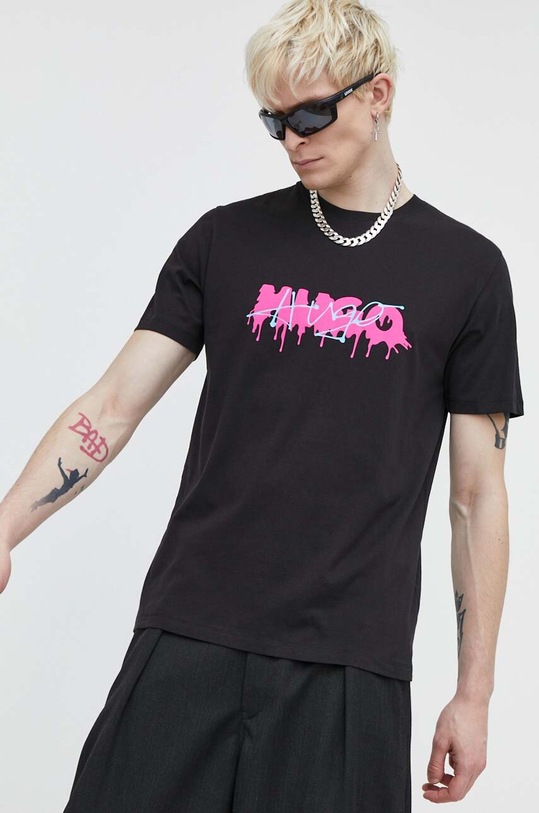 Bavlněné tričko HUGO černá 50515282