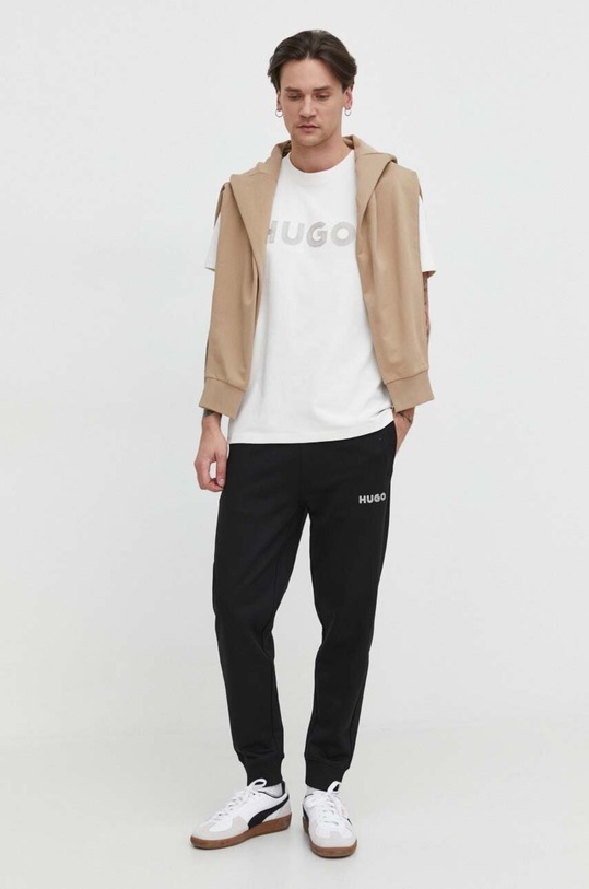 HUGO t-shirt bawełniany 50509958 beżowy SS24