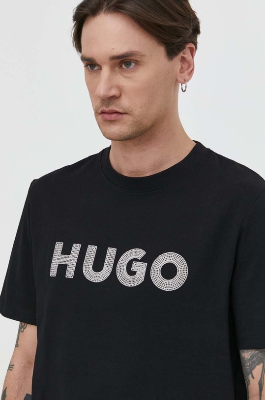 Bavlněné tričko HUGO černá 50509958