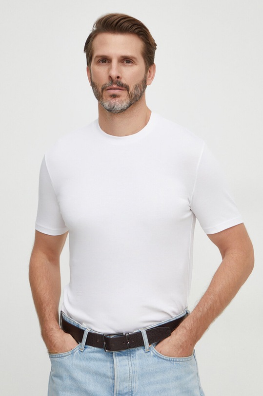 United Colors of Benetton t-shirt z elastanem biały 3M1PU102W