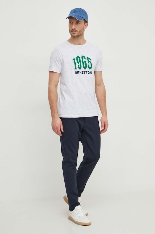 United Colors of Benetton t-shirt bawełniany nadruk szary 3I1XU100A