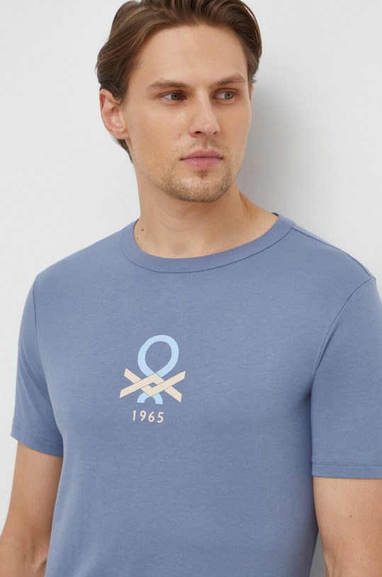 United Colors of Benetton t-shirt bawełniany nadruk niebieski 3I1XU100A