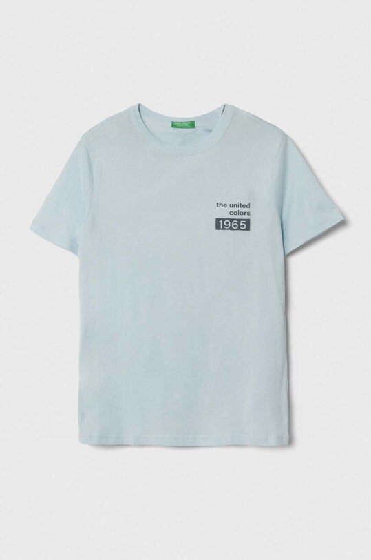 Хлопковая футболка United Colors of Benetton хлопок бирюзовый 3I1XU100A