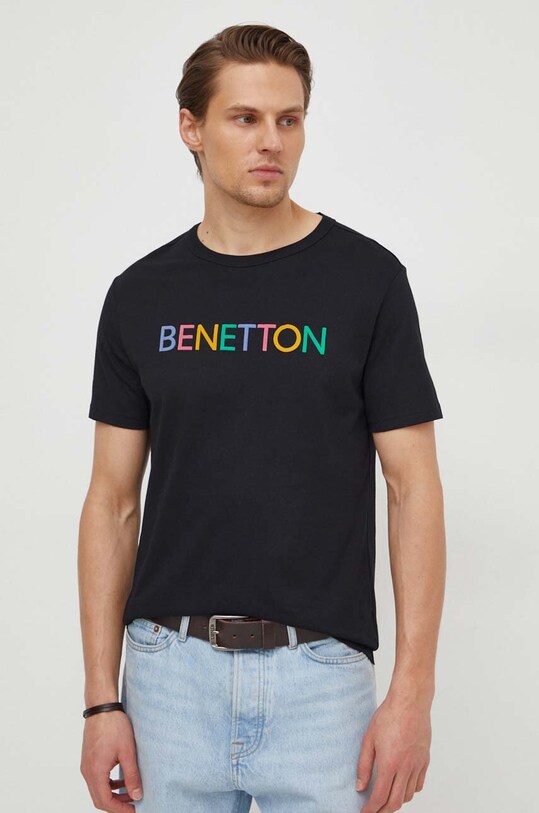 United Colors of Benetton tricou din bumbac 3I1XU100A negru SS24