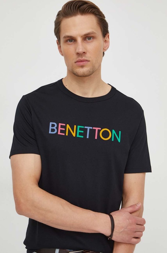 United Colors of Benetton t-shirt bawełniany czarny 3I1XU100A
