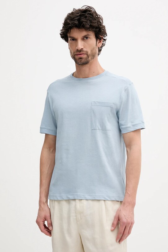 United Colors of Benetton tricou din amestec de in albastru 33CMU101R
