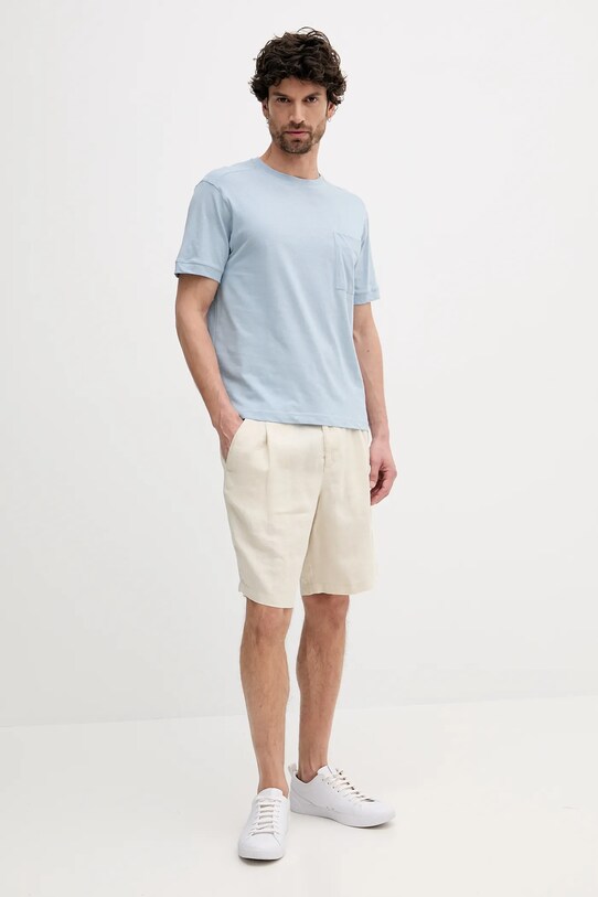 United Colors of Benetton tricou din amestec de in 33CMU101R albastru SS25