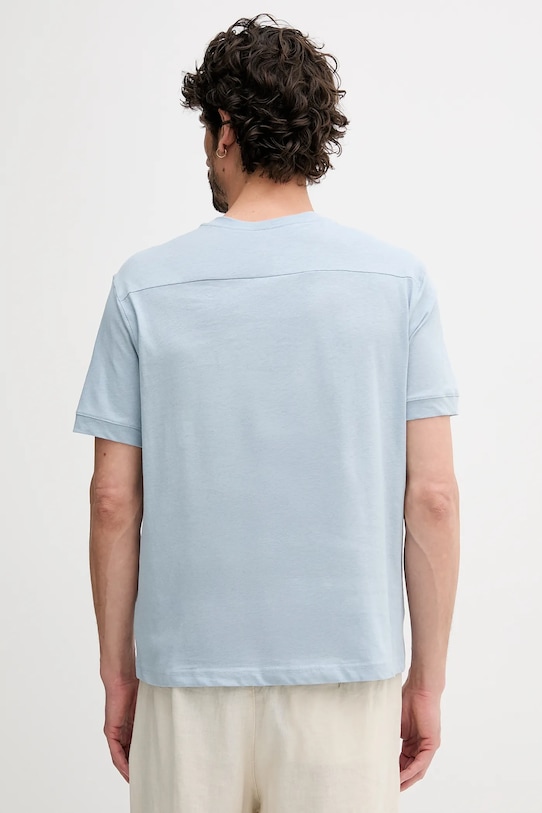 Oblečení Tričko s příměsí lnu United Colors of Benetton 33CMU101R modrá