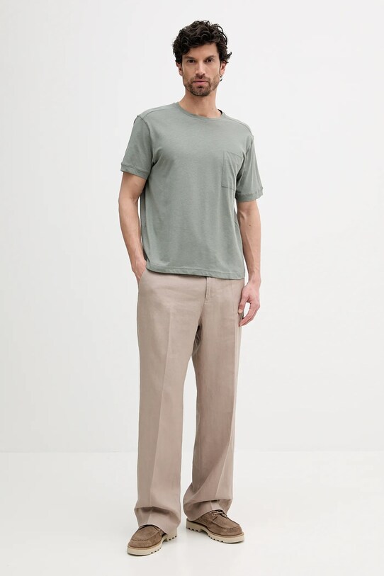 United Colors of Benetton tricou din amestec de in 33CMU101R verde SS25