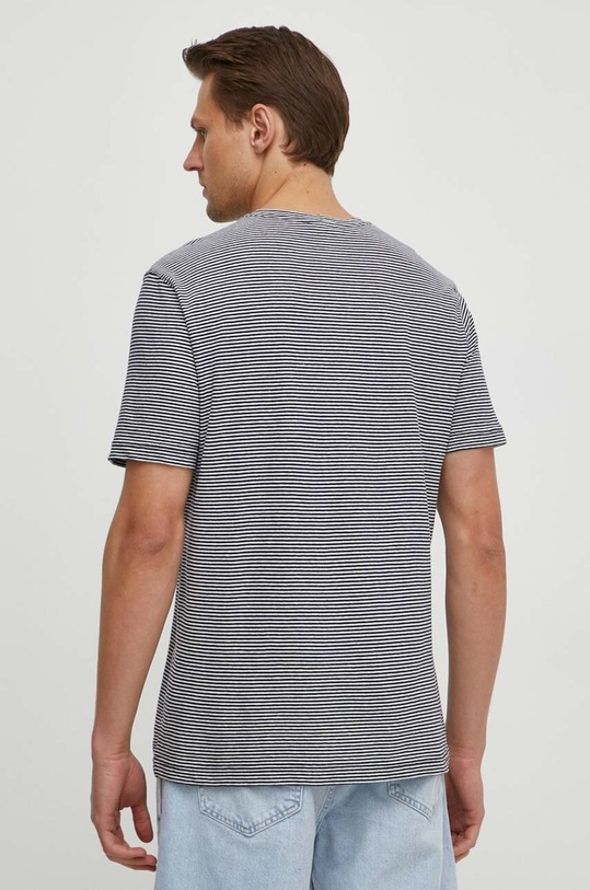 Odzież United Colors of Benetton t-shirt z domieszką lnu 31NUU1051 granatowy