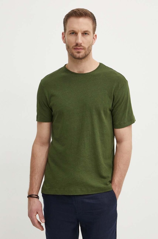 United Colors of Benetton t-shirt lniany regular zielony 39IVU104I