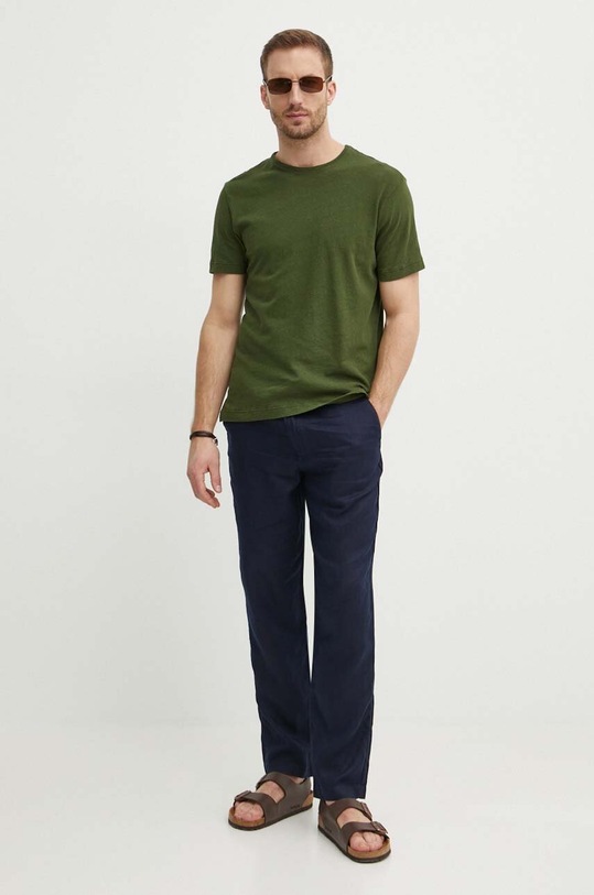 United Colors of Benetton t-shirt lniany 39IVU104I zielony SS24