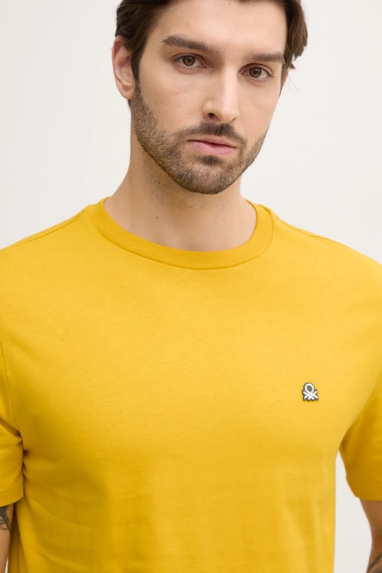 United Colors of Benetton t-shirt bawełniany żółty 3MI5J1AF7
