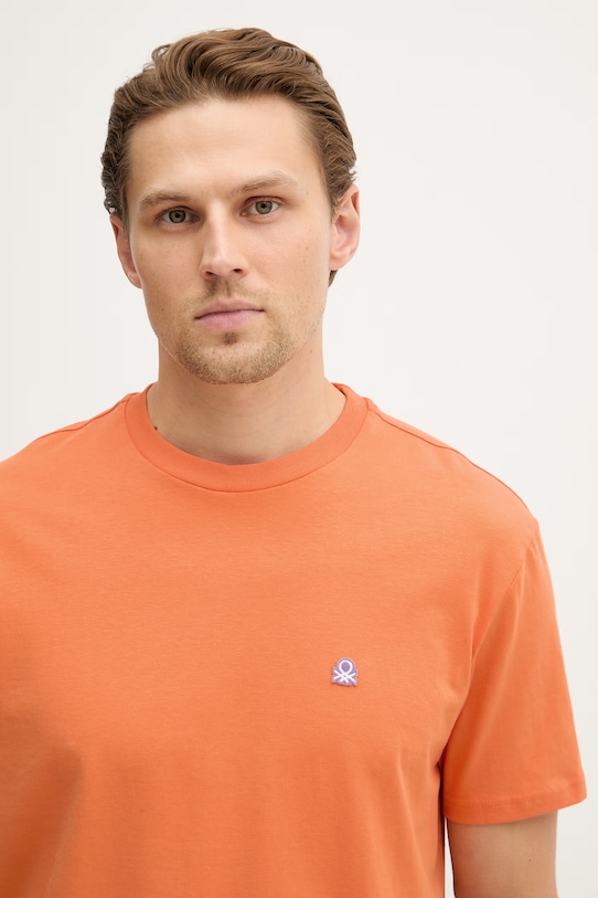 United Colors of Benetton pamut póló narancssárga 3MI5J1AF7