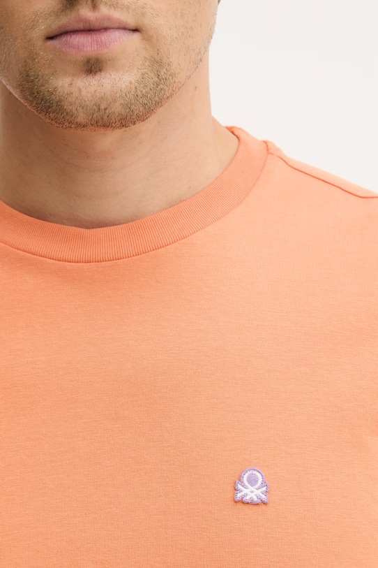 United Colors of Benetton t-shirt bawełniany 3MI5J1AF7 pomarańczowy