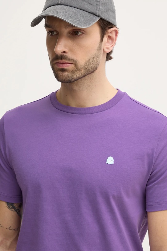 Хлопковая футболка United Colors of Benetton фиолетовой 3MI5J1AF7
