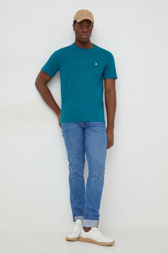 United Colors of Benetton t-shirt bawełniany 3MI5J1AF7 turkusowy SS25