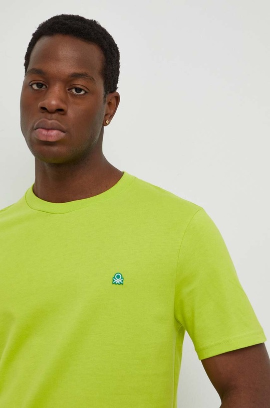 United Colors of Benetton t-shirt bawełniany bawełna zielony 3MI5J1AF7
