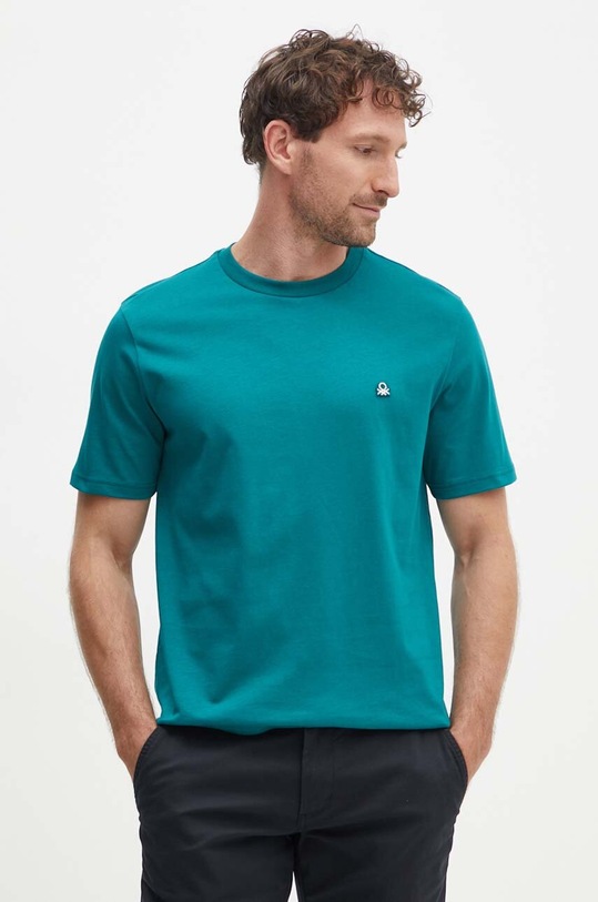 Bavlněné tričko United Colors of Benetton zelená 3MI5J1AF7