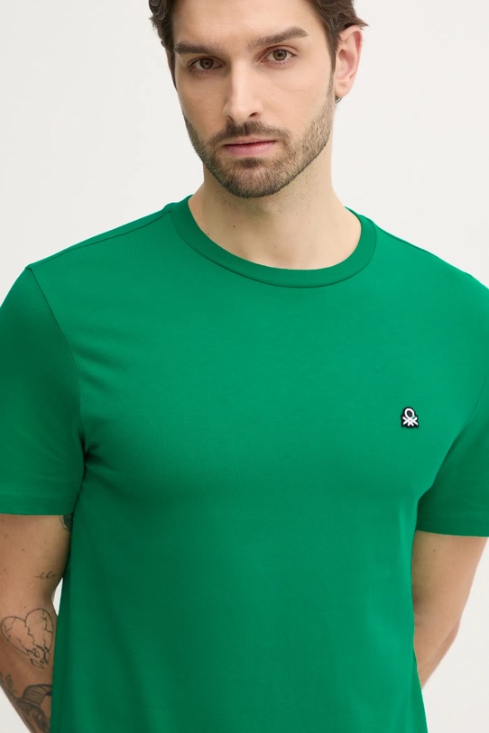 United Colors of Benetton tricou din bumbac uni verde 3MI5J1AF7