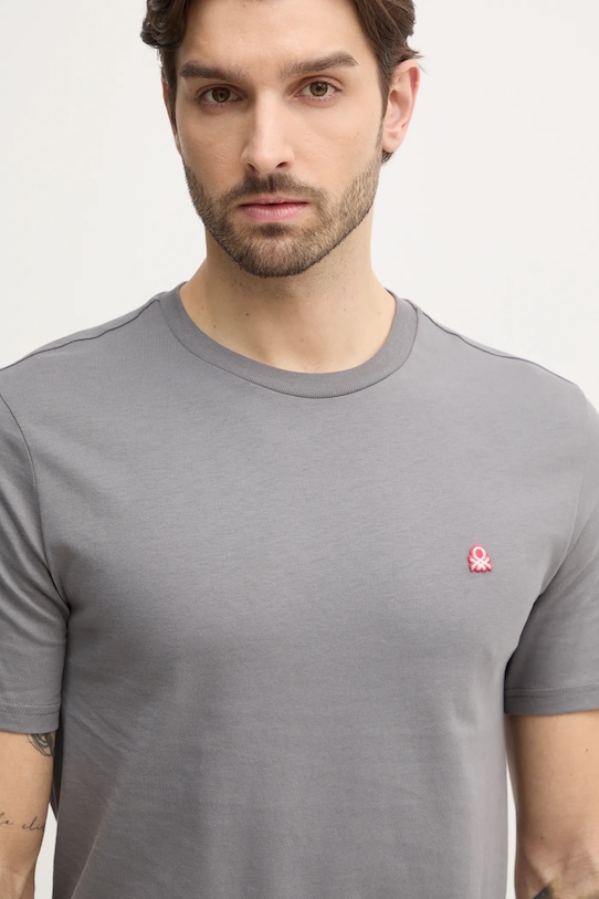 United Colors of Benetton tricou din bumbac uni gri 3MI5J1AF7