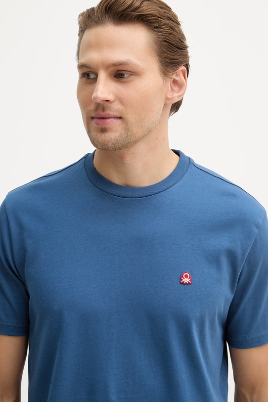 United Colors of Benetton t-shirt bawełniany niebieski 3MI5J1AF7