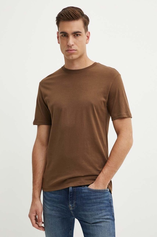 United Colors of Benetton t-shirt bawełniany brązowy 3U53J1F15