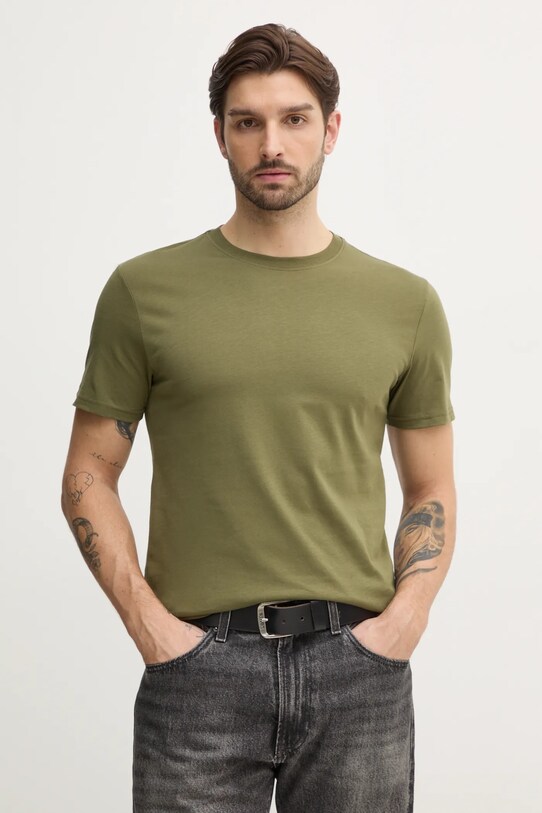 Хлопковая футболка United Colors of Benetton хлопок зелёный 3U53J1F15