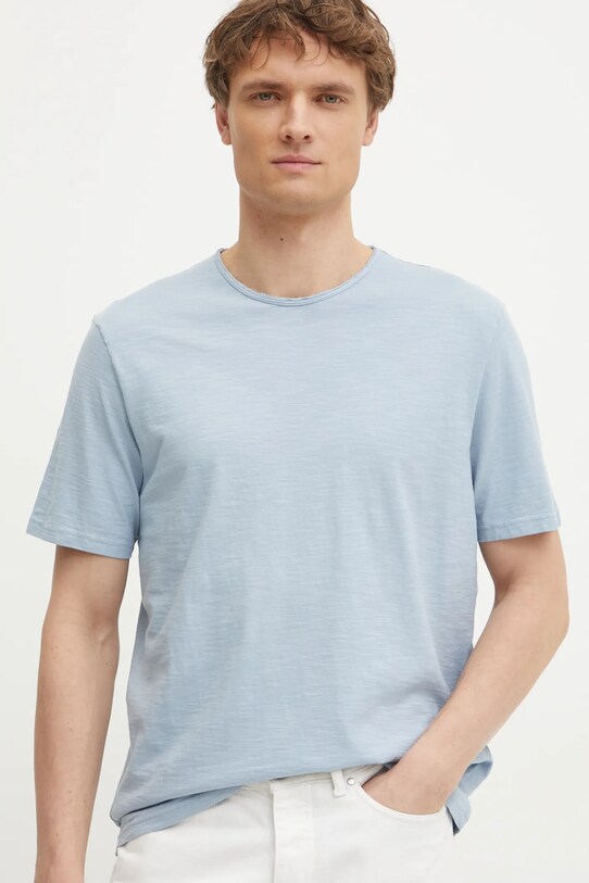 United Colors of Benetton tricou din bumbac albastru 3JE1J19A5