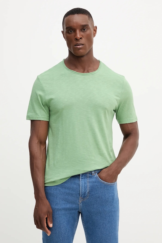 Bavlněné tričko United Colors of Benetton hladký zelená 3JE1J19A5