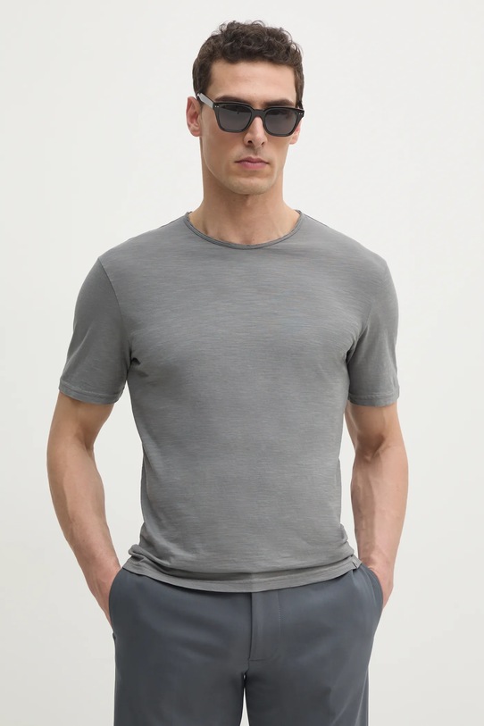 United Colors of Benetton tricou din bumbac uni gri 3JE1J19A5