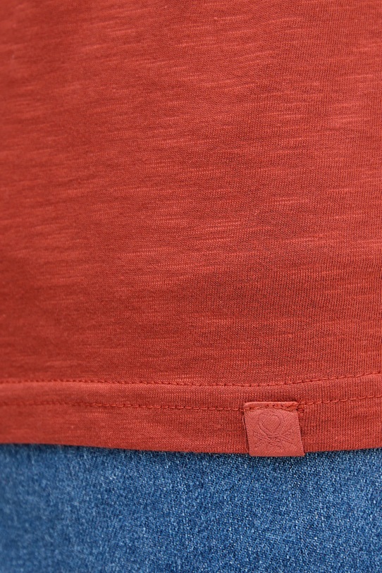 Βαμβακερό μπλουζάκι United Colors of Benetton πορτοκαλί 3JE1J19A5