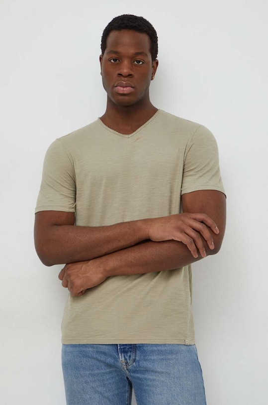 United Colors of Benetton t-shirt bawełniany regular beżowy 3JE1J4264