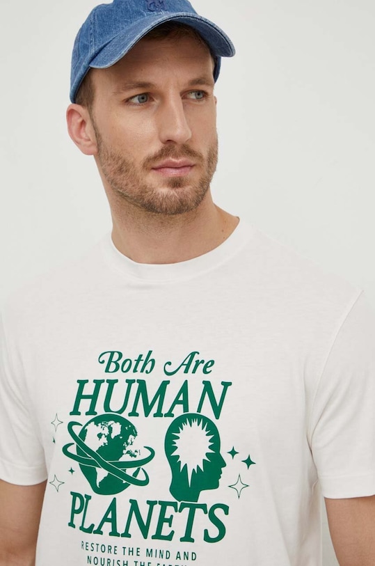 United Colors of Benetton t-shirt bawełniany beżowy 3MI5U108D