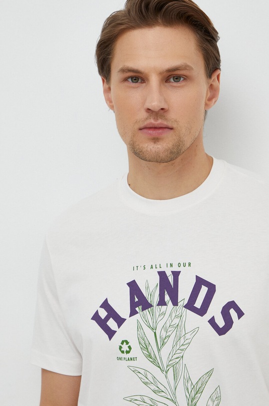 United Colors of Benetton t-shirt bawełniany beżowy 3MI5U108D