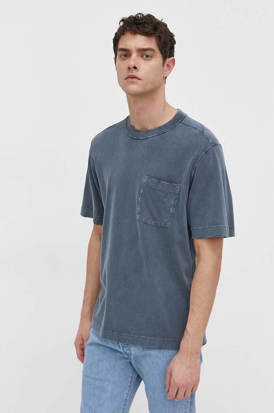 Bavlněné tričko Abercrombie & Fitch námořnická modř KI124.4075.208