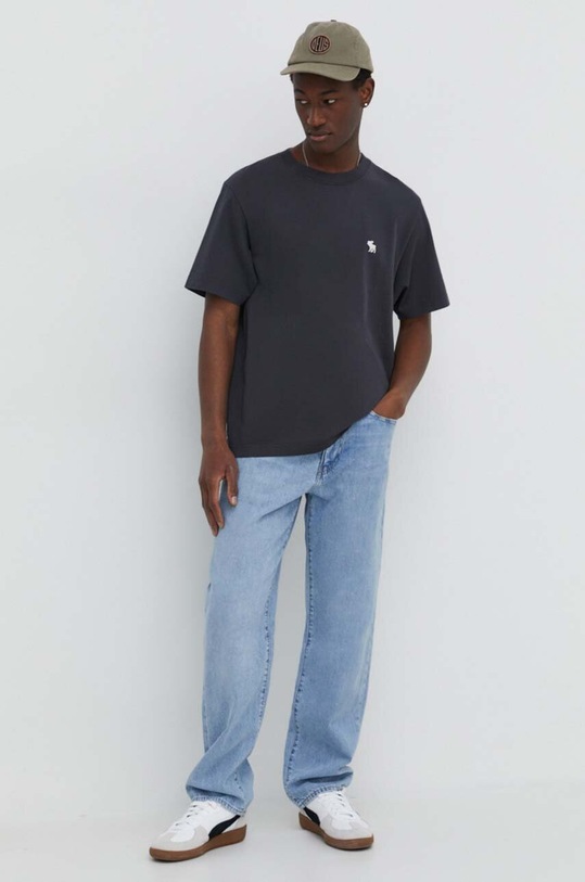 Bavlněné tričko Abercrombie & Fitch KI124.4096.901 černá SS24