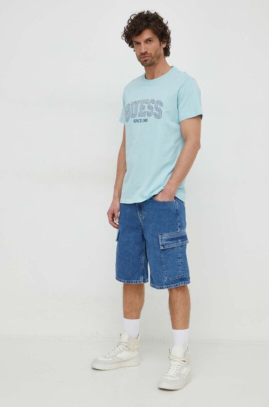 Бавовняна футболка Guess M4GI62.I3Z14 блакитний SS24