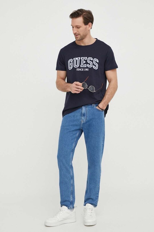 Bavlněné tričko Guess M4GI62.I3Z14 námořnická modř SS24
