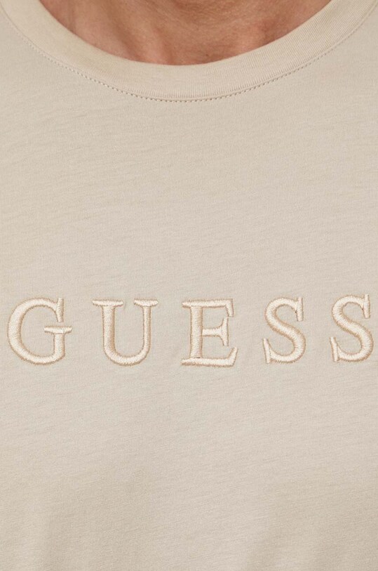Guess t-shirt bawełniany PIMA beżowy M2BP47.K7HD0
