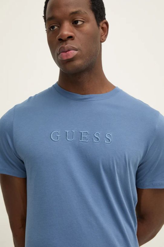 Бавовняна футболка Guess блакитний M2BP47.K7HD0