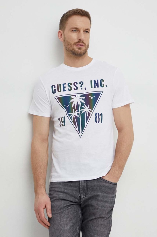 Хлопковая футболка Guess белый M4GI47.K9RM1
