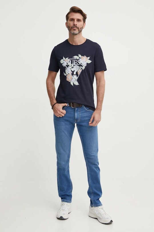 Хлопковая футболка Guess M4GI11.I3Z14 тёмно-синий SS24